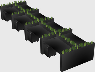 Rectangular shared desk