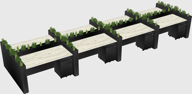 Rectangular shared desk