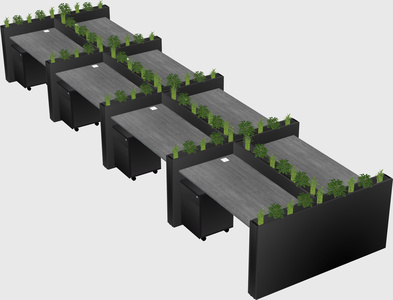 Rectangular shared desk