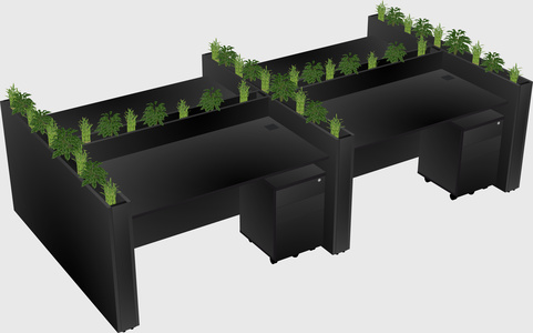 Rectangular shared desk