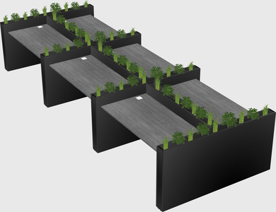 Rectangular shared desk