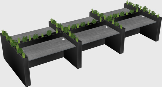 Rectangular shared desk