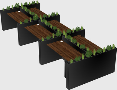 Rectangular shared desk