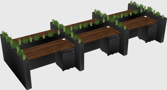 Rectangular shared desk
