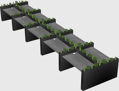 Rectangular shared desk