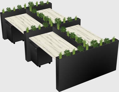 Rectangular shared desk