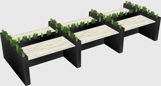 Rectangular shared desk