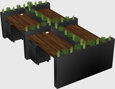 Rectangular shared desk