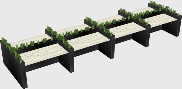 Rectangular shared desk