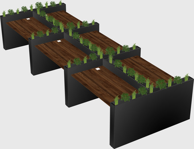 Rectangular shared desk