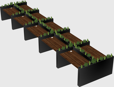 Rectangular shared desk
