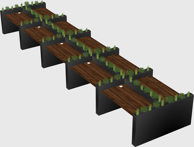 Rectangular shared desk