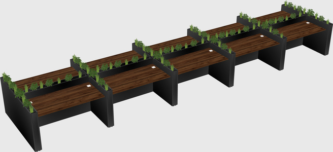 Rectangular shared desk