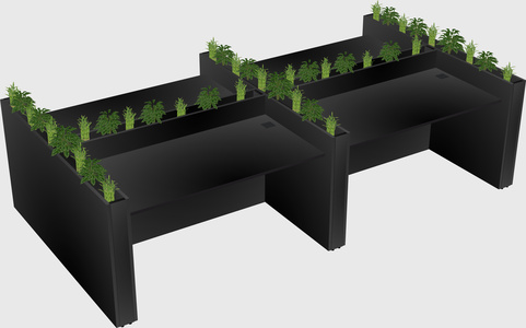 Rectangular shared desk