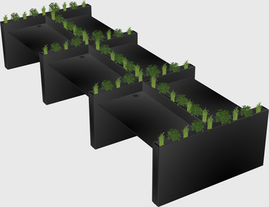 Rectangular shared desk
