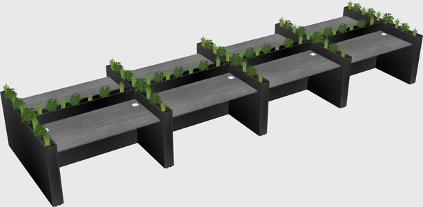 Rectangular shared desk