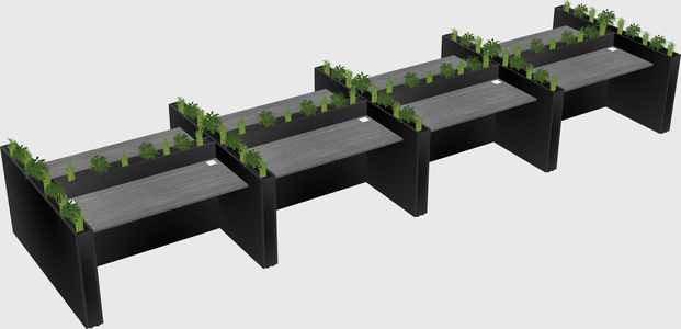 Rectangular shared desk
