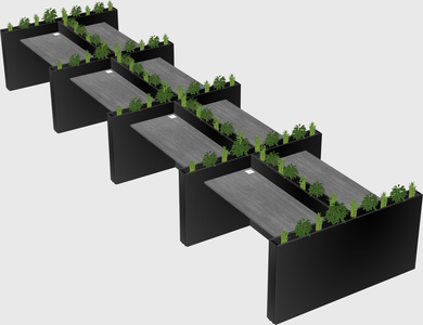 Rectangular shared desk