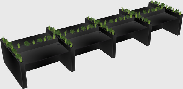 Rectangular shared desk