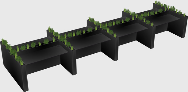 Rectangular shared desk