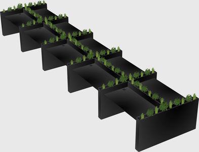 Rectangular shared desk