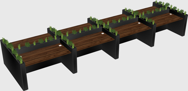 Rectangular shared desk