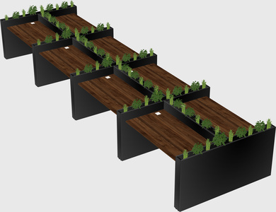 Rectangular shared desk