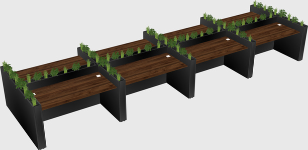 Rectangular shared desk