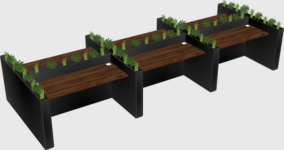 Rectangular shared desk