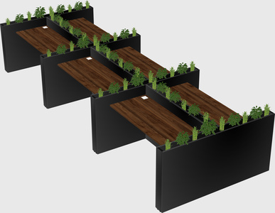 Rectangular shared desk