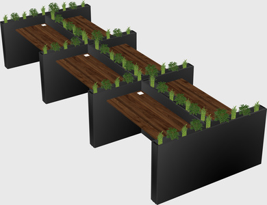 Rectangular shared desk