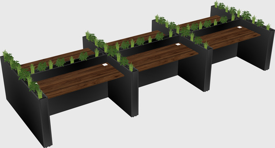 Rectangular shared desk