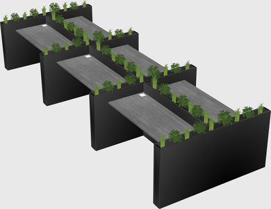 Rectangular shared desk