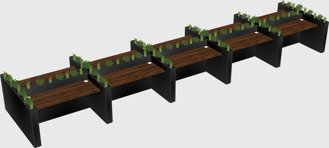 Rectangular shared desk