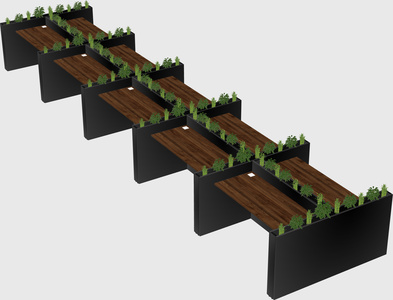 Rectangular shared desk