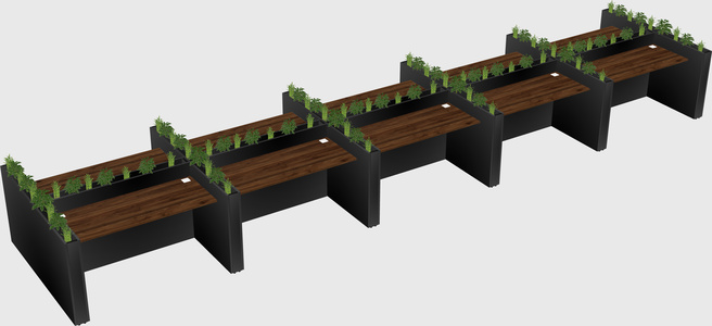 Rectangular shared desk