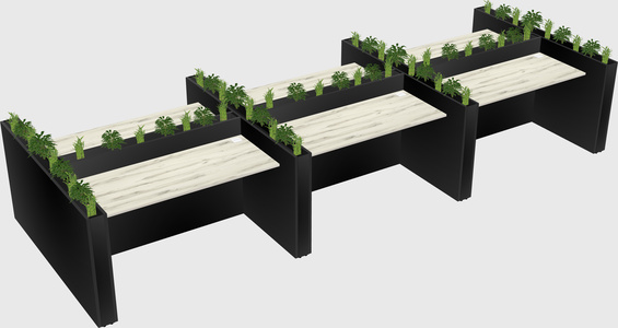 Rectangular shared desk