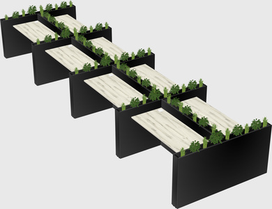 Rectangular shared desk