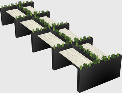 Rectangular shared desk