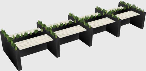 Rectangular shared desk
