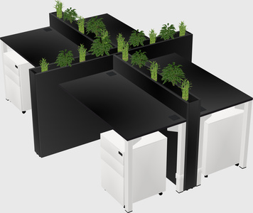 Rectangular shared desk