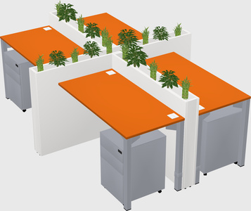 Rectangular shared desk