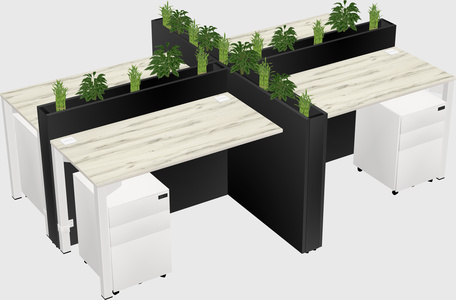 Rectangular shared desk
