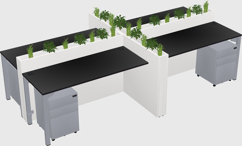 Rectangular shared desk
