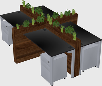 Rectangular shared desk