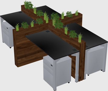 Rectangular shared desk