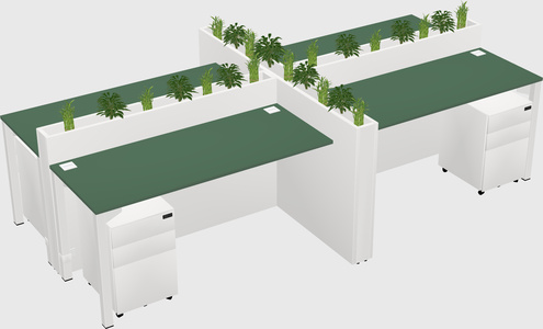 Rectangular shared desk