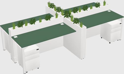 Rectangular shared desk