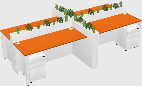 Rectangular shared desk
