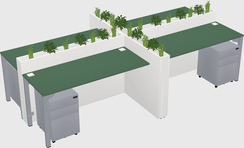 Rectangular shared desk